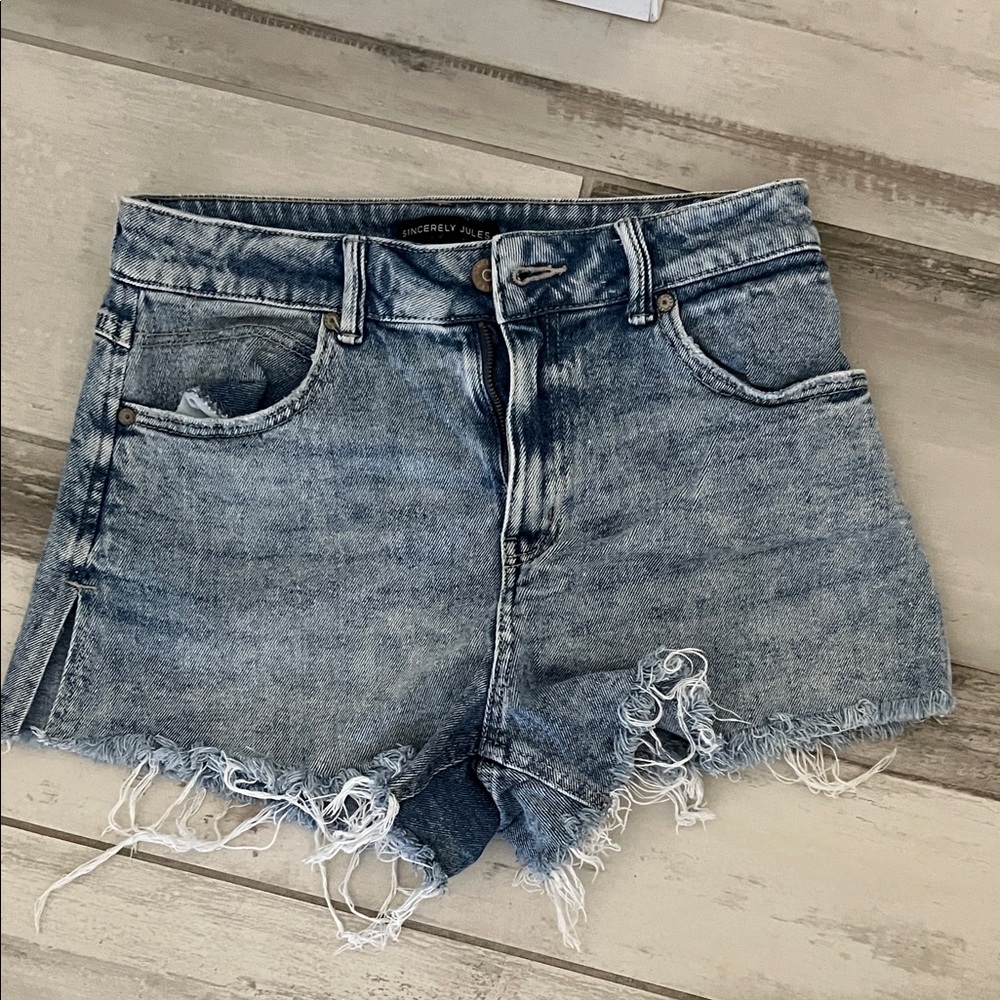 🔴 Sincerely Jules Distressed Blue Jean Shorts